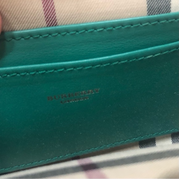 Burberry London Turquoise Croc Pattern Wristlet Clutch Bag Plaid Print Interior - Picture 4 of 5